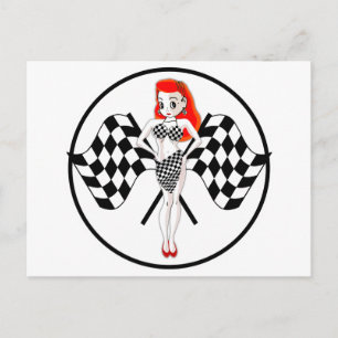 Peggy Pitstop Race Flags Postcard