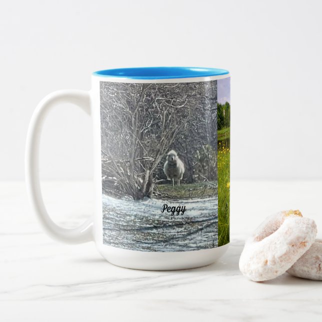 Peggy the Sheep Two-Tone Coffee Mug (With Donut)