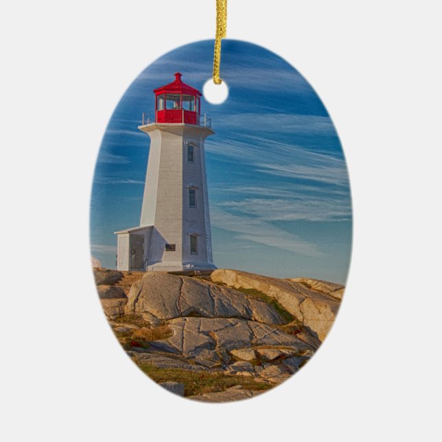 Peggy's Cove Lighthouse Ceramic Ornament (Front)