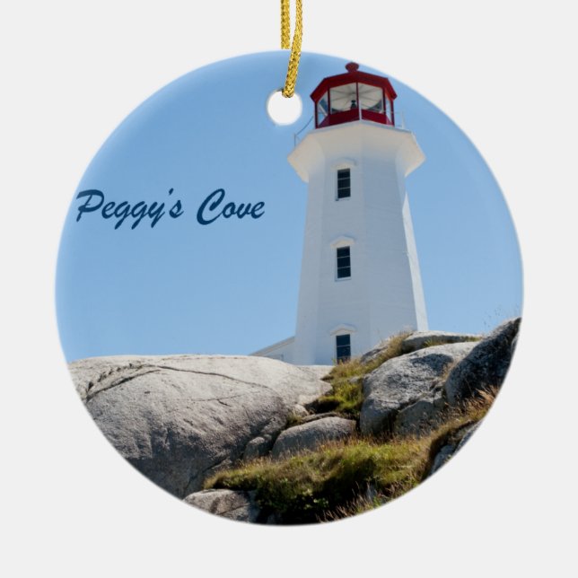Peggy's Cove Lighthouse (Colour) Ceramic Ornament (Front)