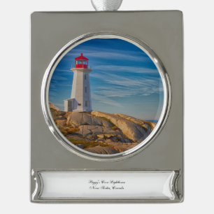 Peggy's Cove Lighthouse Silver Plated Banner Ornament