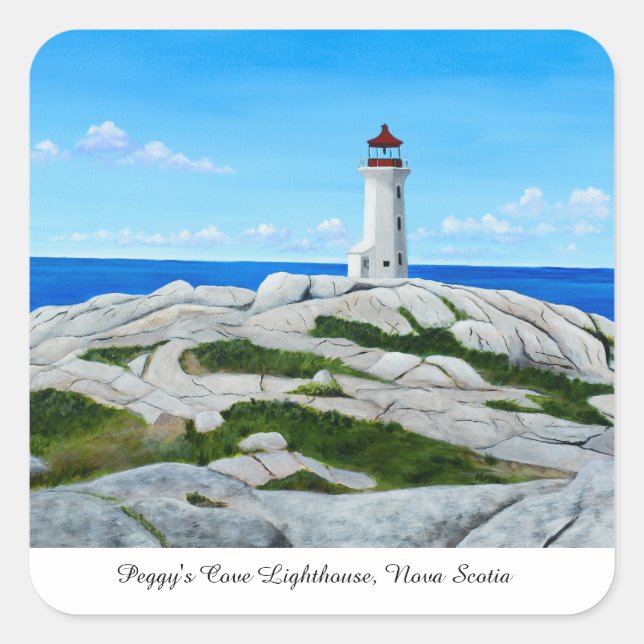 Peggy's Cove Lighthouse Square Sticker (Front)