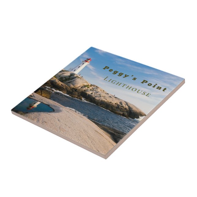 Peggys Point Lighthouse Atlantic Canada Ceramic Tile (Side)