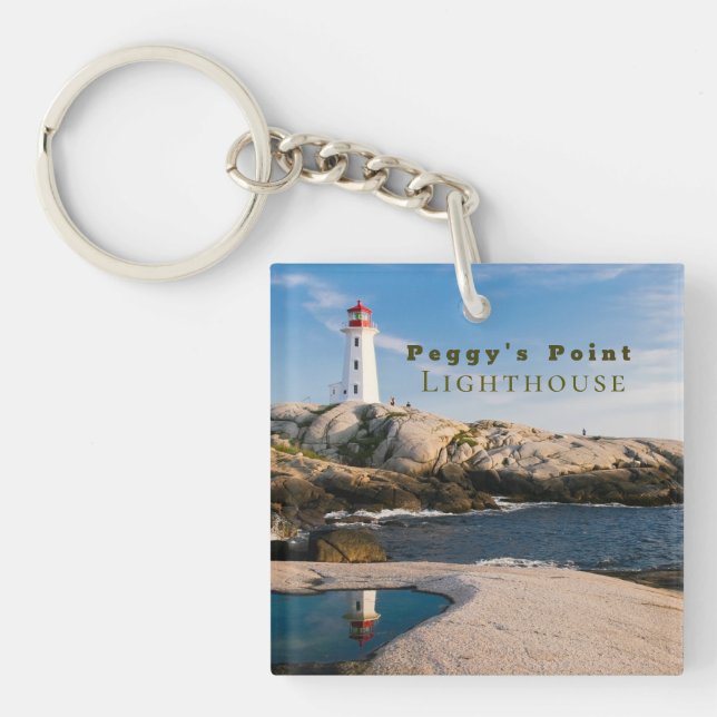 Peggys Point Lighthouse Atlantic Canada Key Ring (Front)