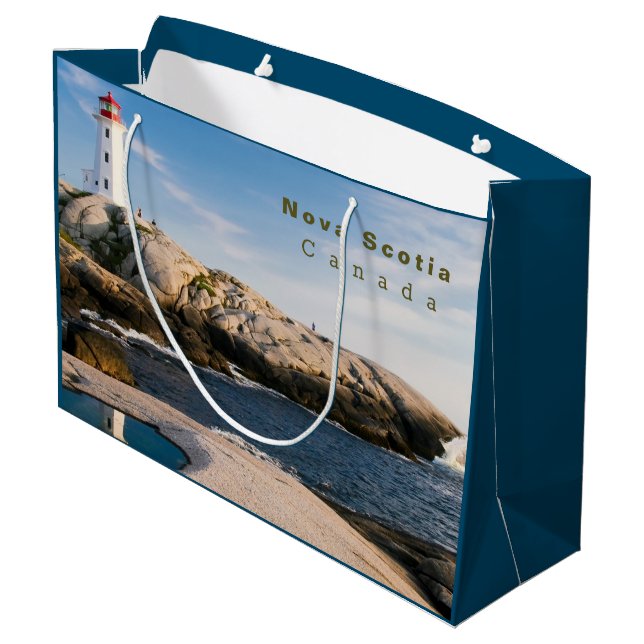 Peggys Point Lighthouse Atlantic Canada Large Gift Bag (Back Angled)