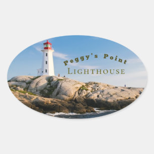 Peggys Point Lighthouse Atlantic Canada Oval Sticker