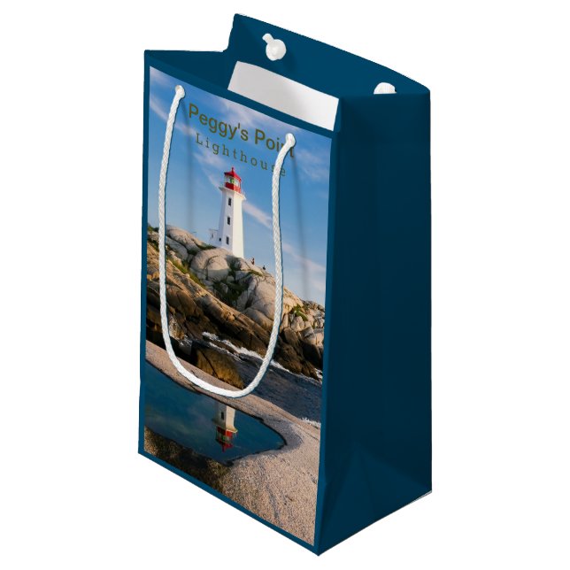 Peggys Point Lighthouse Atlantic Canada Small Gift Bag (Front Angled)