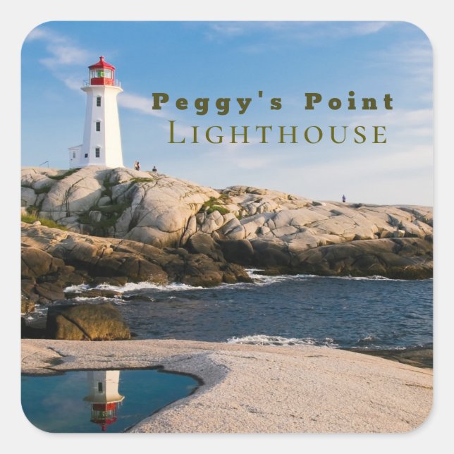 Peggys Point Lighthouse Atlantic Canada Square Sticker (Front)