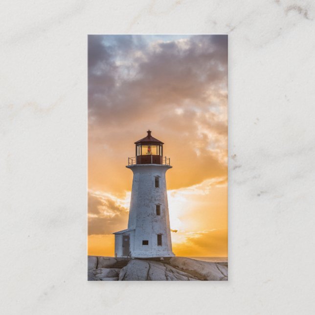 Peggys Point Lighthouse Sunset Business Cards (Front)