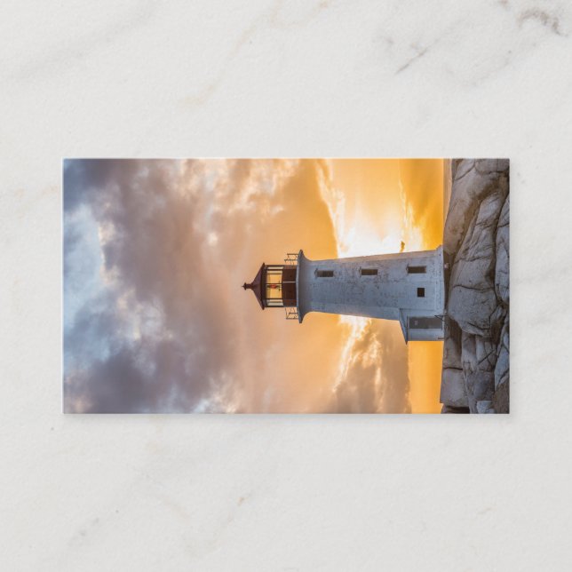 Peggys Point Lighthouse Sunset Business Cards (Front)