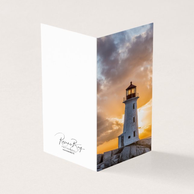 Peggys Point Lighthouse Sunset Note Cards (Outside)