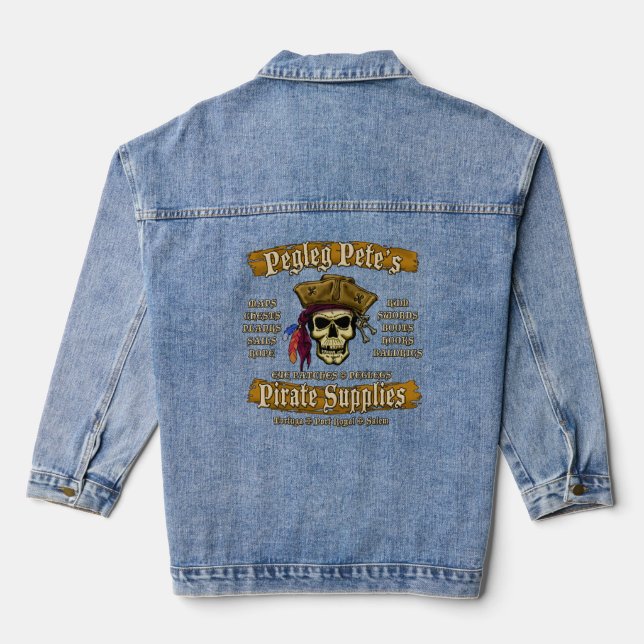 Pegleg Pete's Pirate Supplies Denim Jacket (Back)