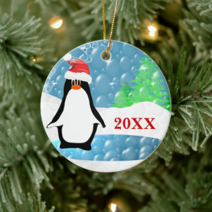 Peguin Christmas Family Photo Ornament