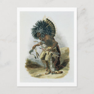 Pehriska-Ruhpa, Minatarre Warrior in the Costume o Postcard
