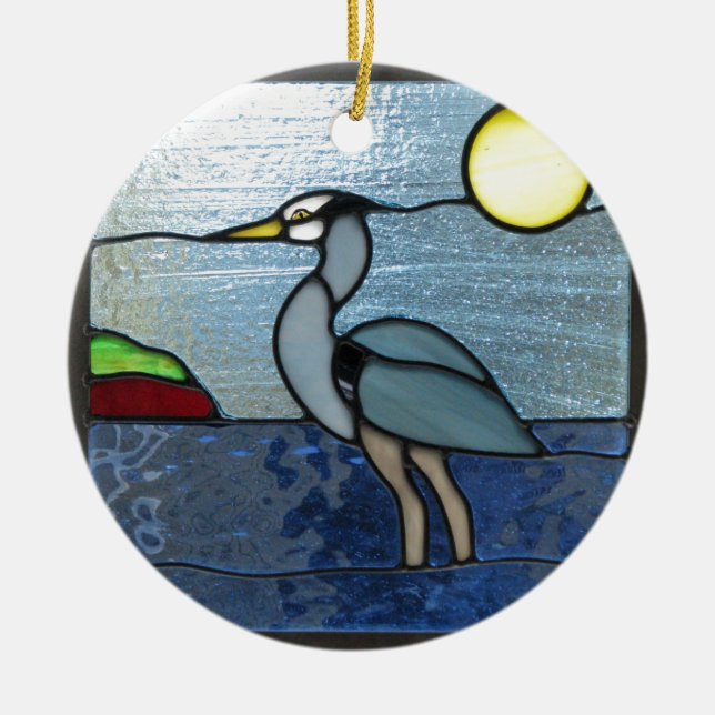 PEI Blue Heron Ceramic Tree Decoration (Front)