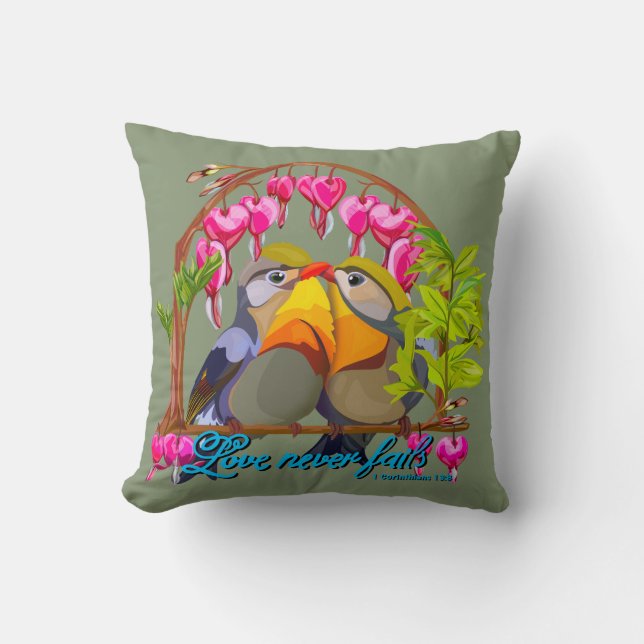 Pekin Robins—Leiothrix Love Never Fails Cushion (Front)