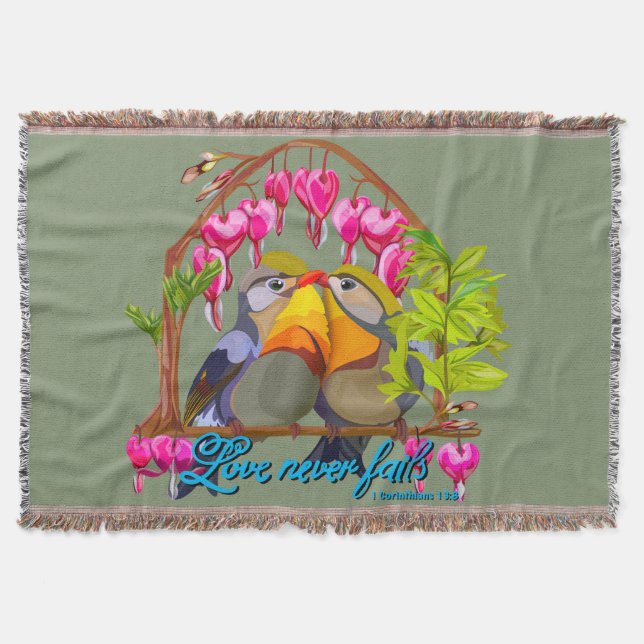Pekin Robins—Leiothrix Love Never Fails Throw Blanket (Front)