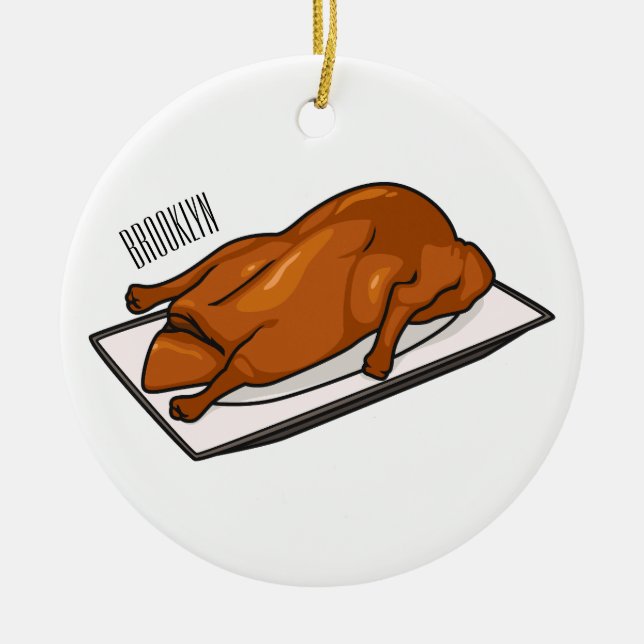 Peking duck cartoon illustration ceramic ornament (Front)