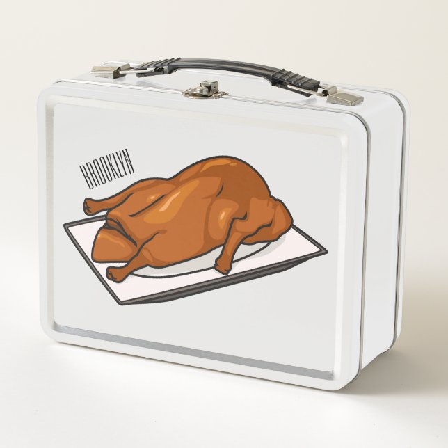 Peking duck cartoon illustration metal lunch box (Front)