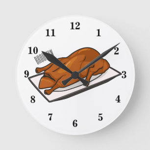 Peking duck cartoon illustration round clock