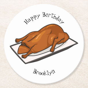 Peking duck cartoon illustration round paper coaster