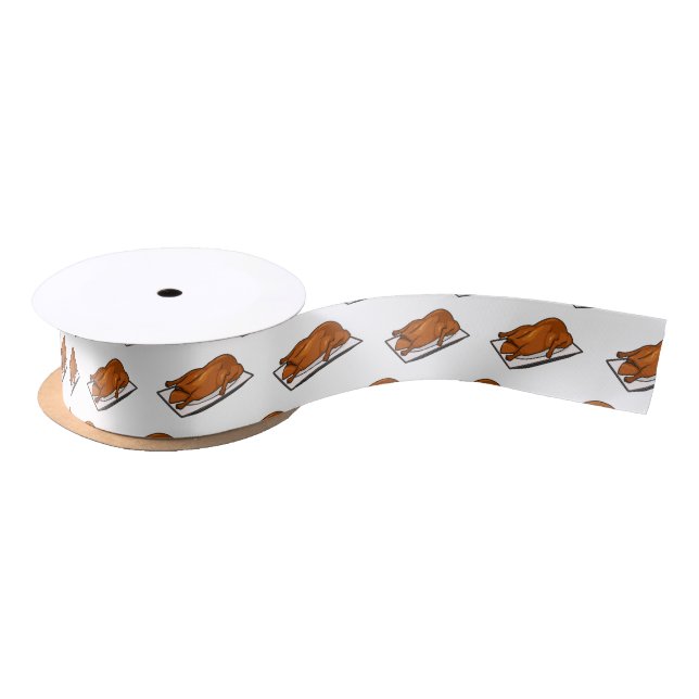 Peking duck cartoon illustration satin ribbon (Spool)