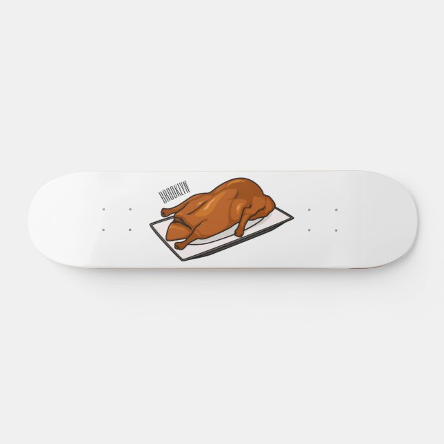 Peking duck cartoon illustration skateboard (Horz)