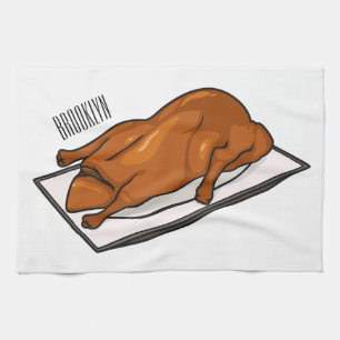 Peking duck cartoon illustration tea towel
