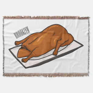 Peking duck cartoon illustration throw blanket