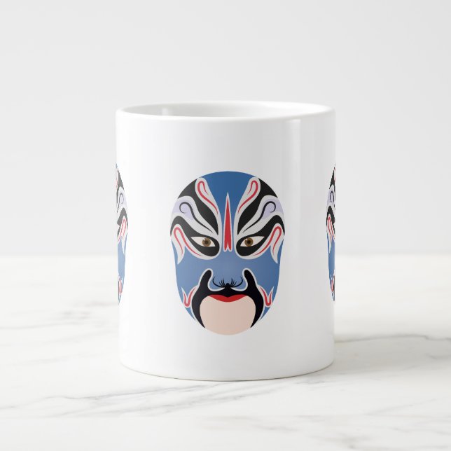 Peking opera makeup Lu Meng Large Coffee Mug (Front)