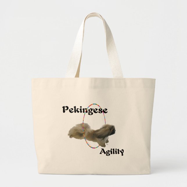 Pekingese Agility Large Tote Bag (Front)