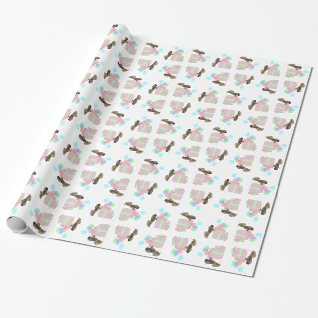 Pekingese Celebration Balloons Wrapping Paper (Unrolled)