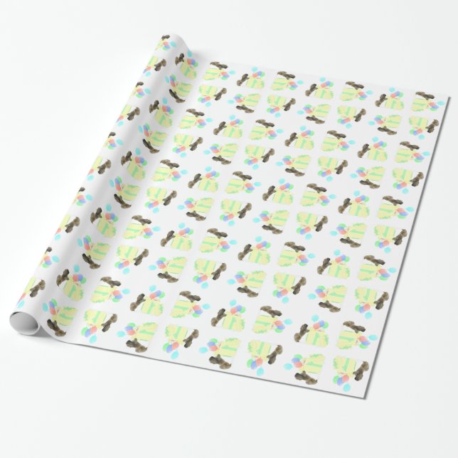 Pekingese Celebration Balloons Wrapping Paper (Unrolled)