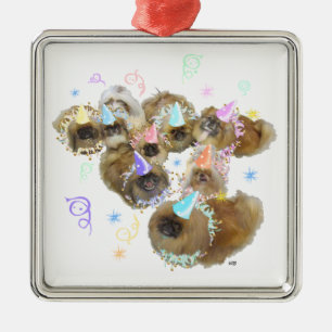 Pekingese Celebration Group Metal Ornament