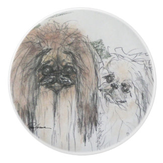 Pekingese Ceramic Knob