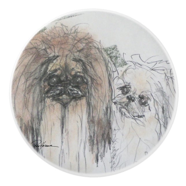 Pekingese Ceramic Knob (Front)