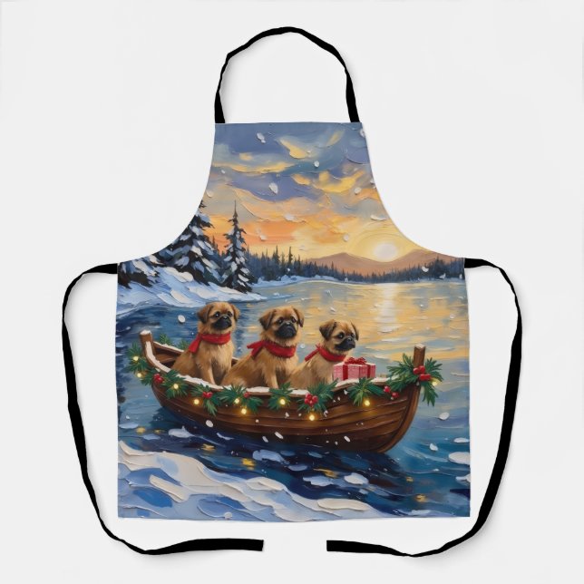Pekingese Christmas Boat Holiday Apron (Front)