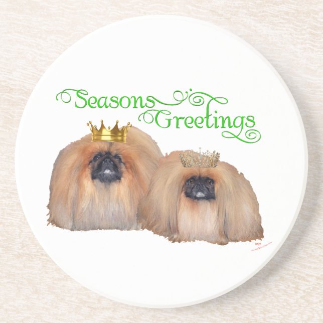 Pekingese Christmas Coaster (Front)