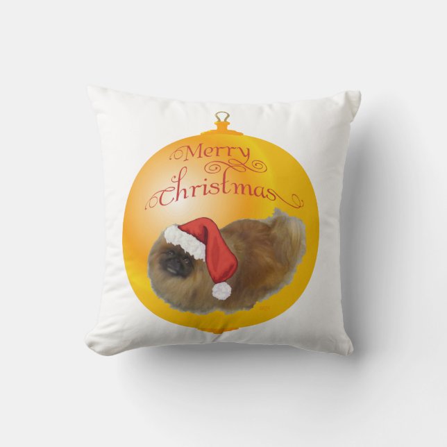 Pekingese Christmas Cushion (Front)