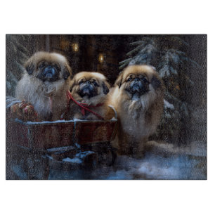 Pekingese Christmas Festive Season Cutting Board