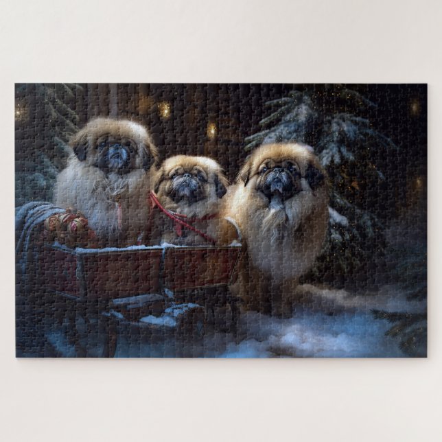 Pekingese Christmas Festive Season Jigsaw Puzzle (Horizontal)