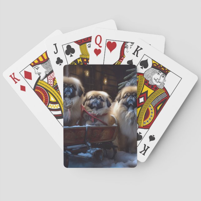 Pekingese Christmas Festive Season Playing Cards (Back)