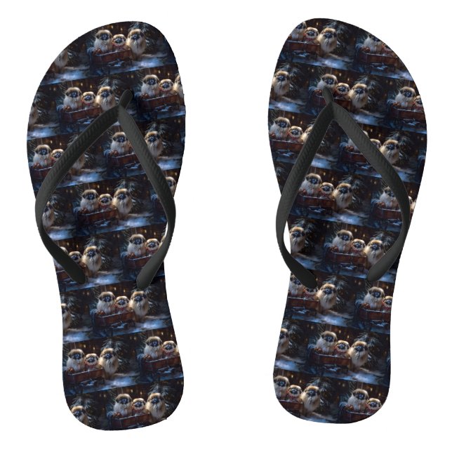 Pekingese Christmas Festive Season Thongs (Footbed)