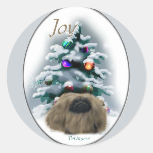 Pekingese Christmas Gifts Classic Round Sticker