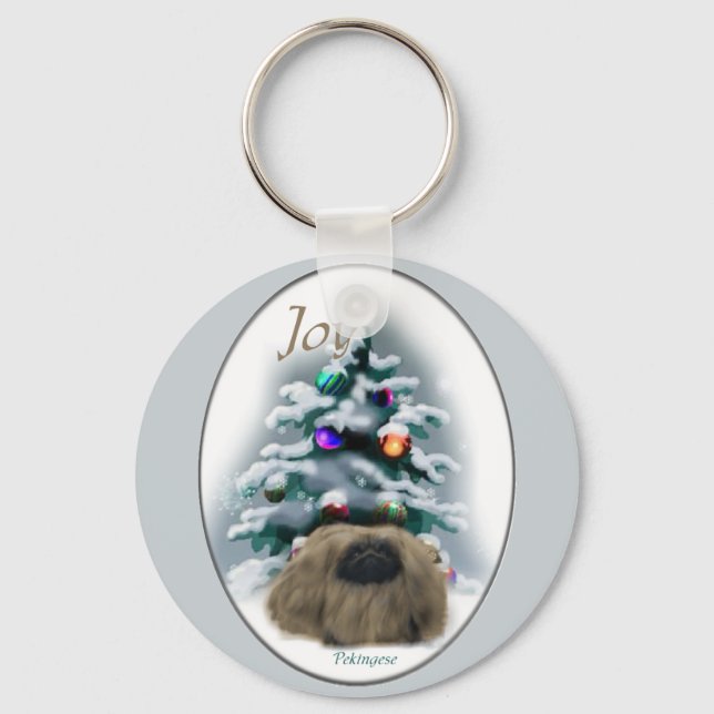 Pekingese Christmas Gifts Key Ring (Front)
