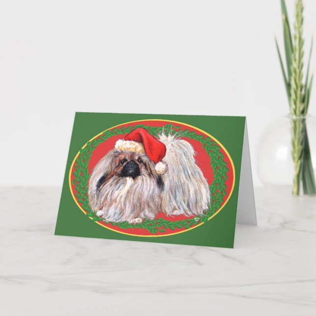 Pekingese Christmas Greeting Card (Front)