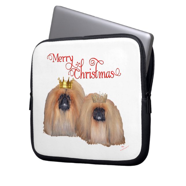 Pekingese Christmas Laptop Sleeve (Front Left)