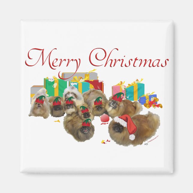 Pekingese Christmas Mischief Magnet (Front)
