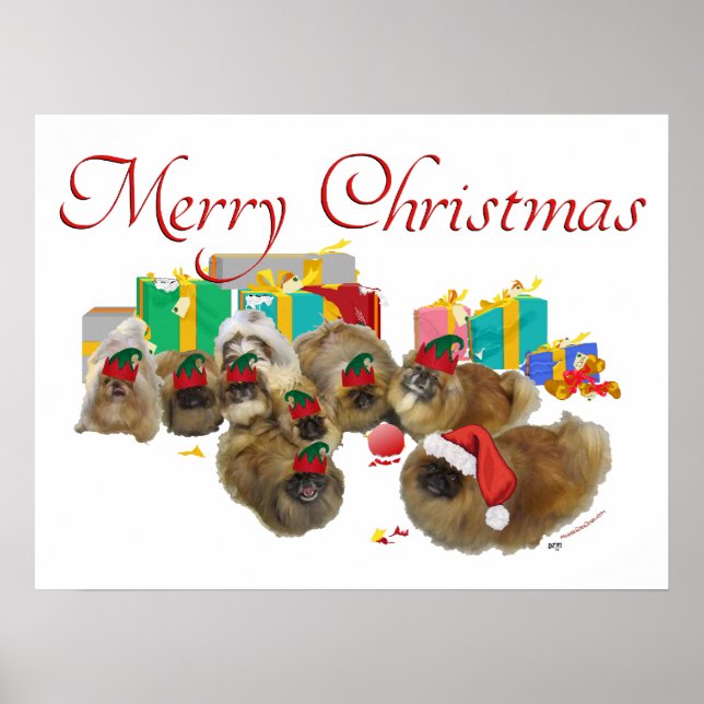 Pekingese Christmas Mischief Poster (Front)