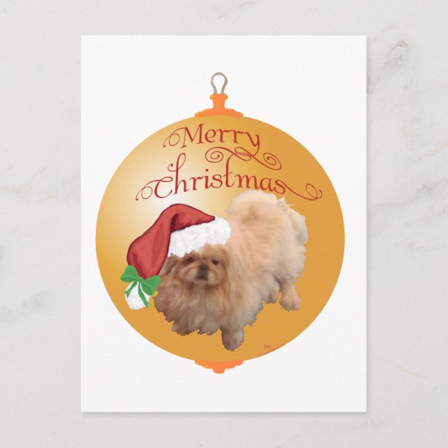 Pekingese Christmas Ornament Holiday Postcard (Front)
